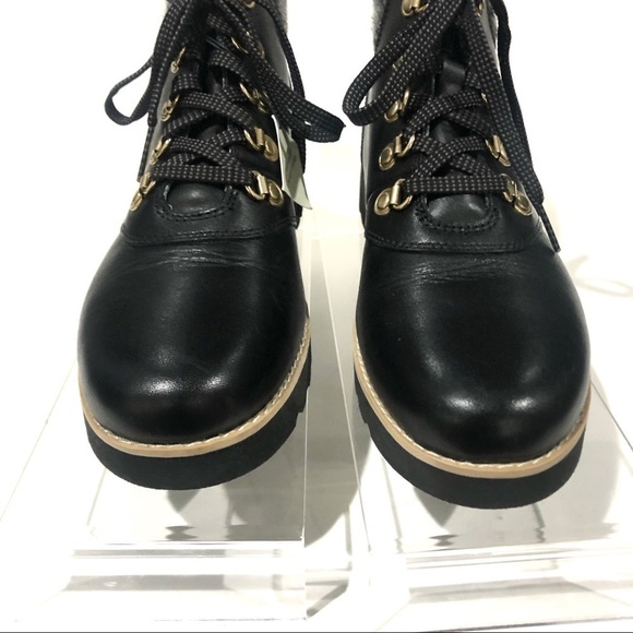 Cole Haan Nantucket Rugged Waterproof Hiker Black Wool Leather Boots Sz 7.5 - Picture 3 of 9